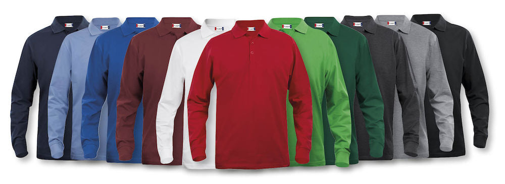 Clique Classic Lincoln Men's Polo Shirt | Long Sleeve Soft Cotton Polo | 11 Colours | XS-5XL