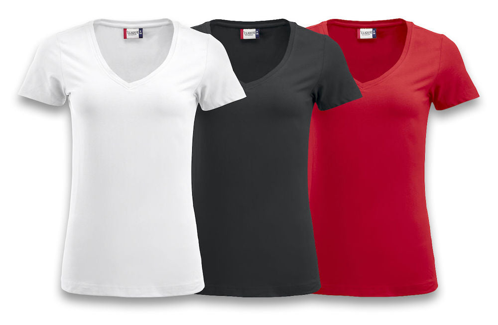 Clique Arden V-Neck Ladies T-Shirt | Stretch Top | Medium Weight | 3 Colours | S-2XL