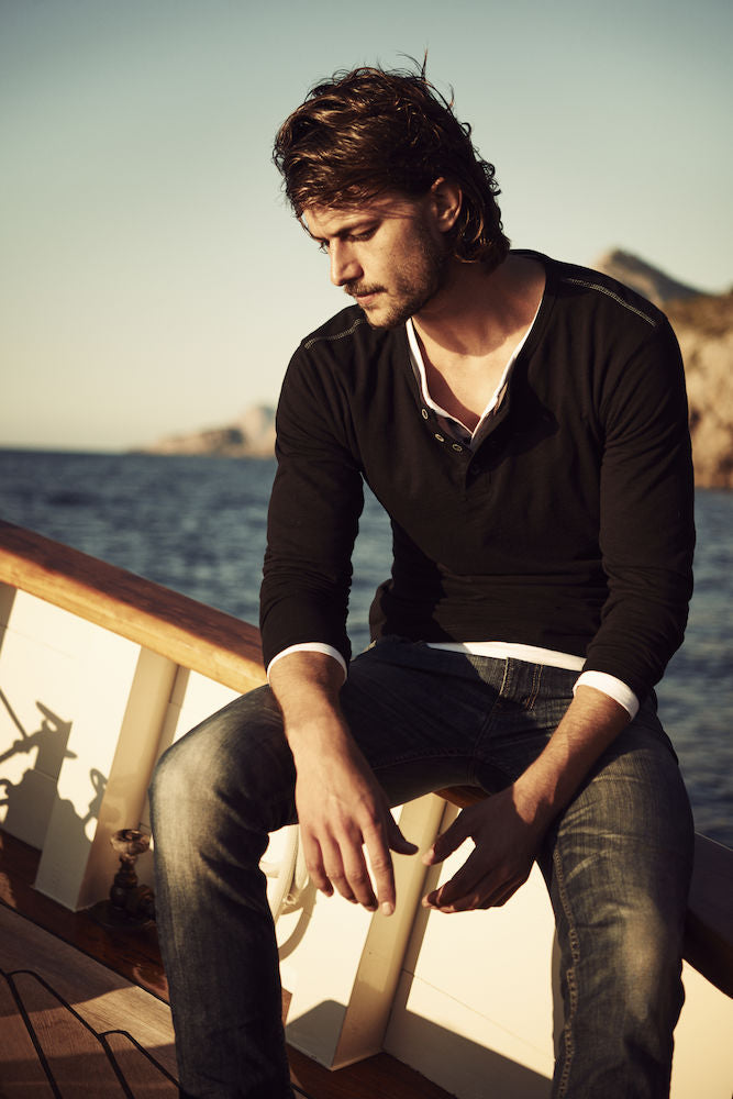 James Harvest Stoneton Men's Henley Shirt | Cotton Long Sleeve Top | 2 Colours | S-3XL