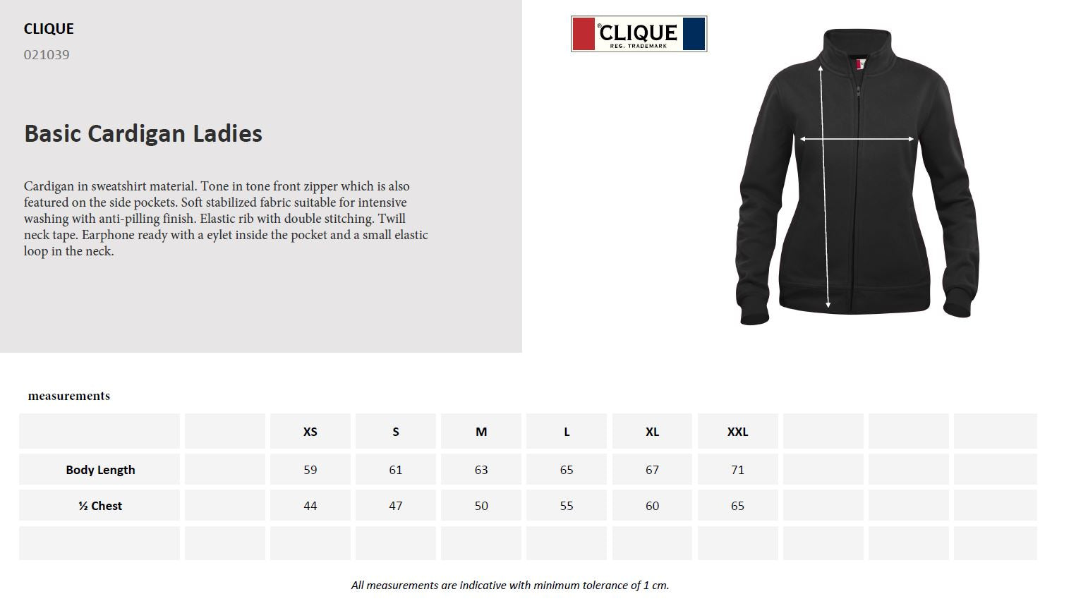 Clique Basic Zip Sweatshirt | Ladies Full-Zip Sweater | Durable | Soft | 9 Colours | XS-2XL