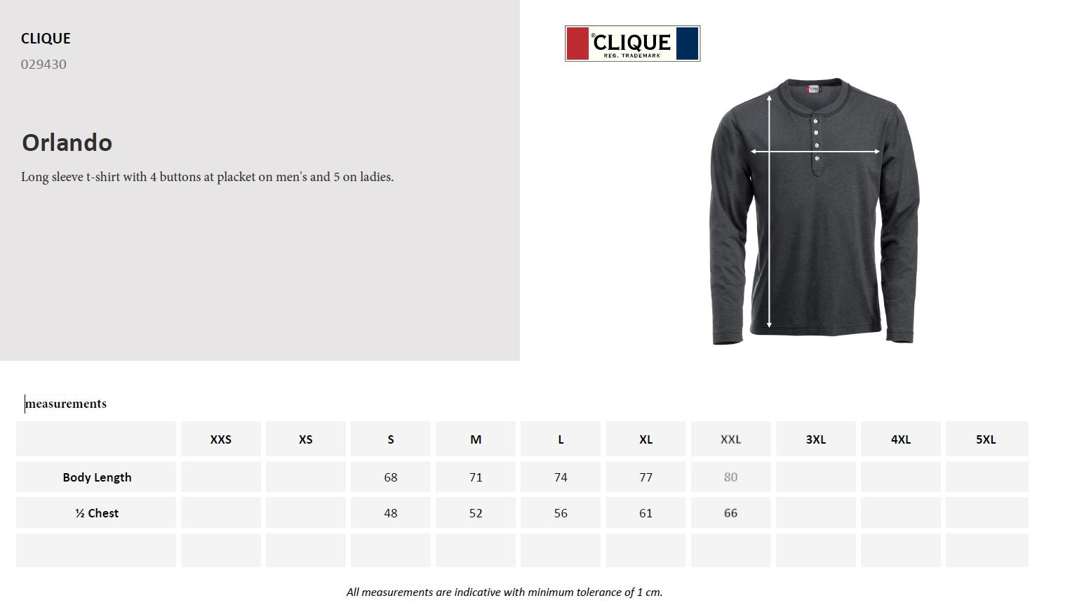 Clique Orlando Men's Henley Shirt | Soft Long Sleeve Top | Regular Fit | 3 Colours | S-2XL